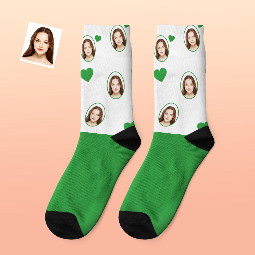 Gift-ready presentation of personalised face socks shown with packaging — thoughtful custom photo thick socks for Valentine’s Day or Mother’s Day