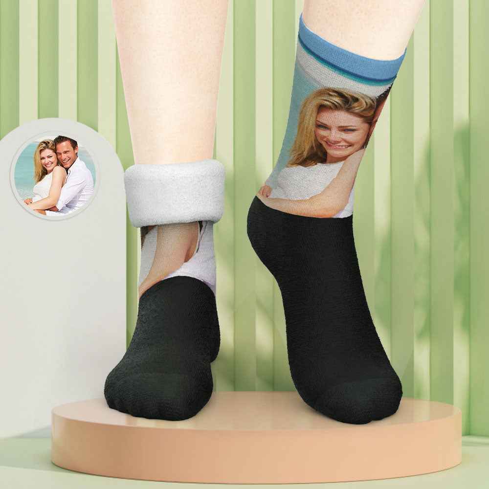 Custom Photo Thick Socks Winter Commemorate Couple Gifts