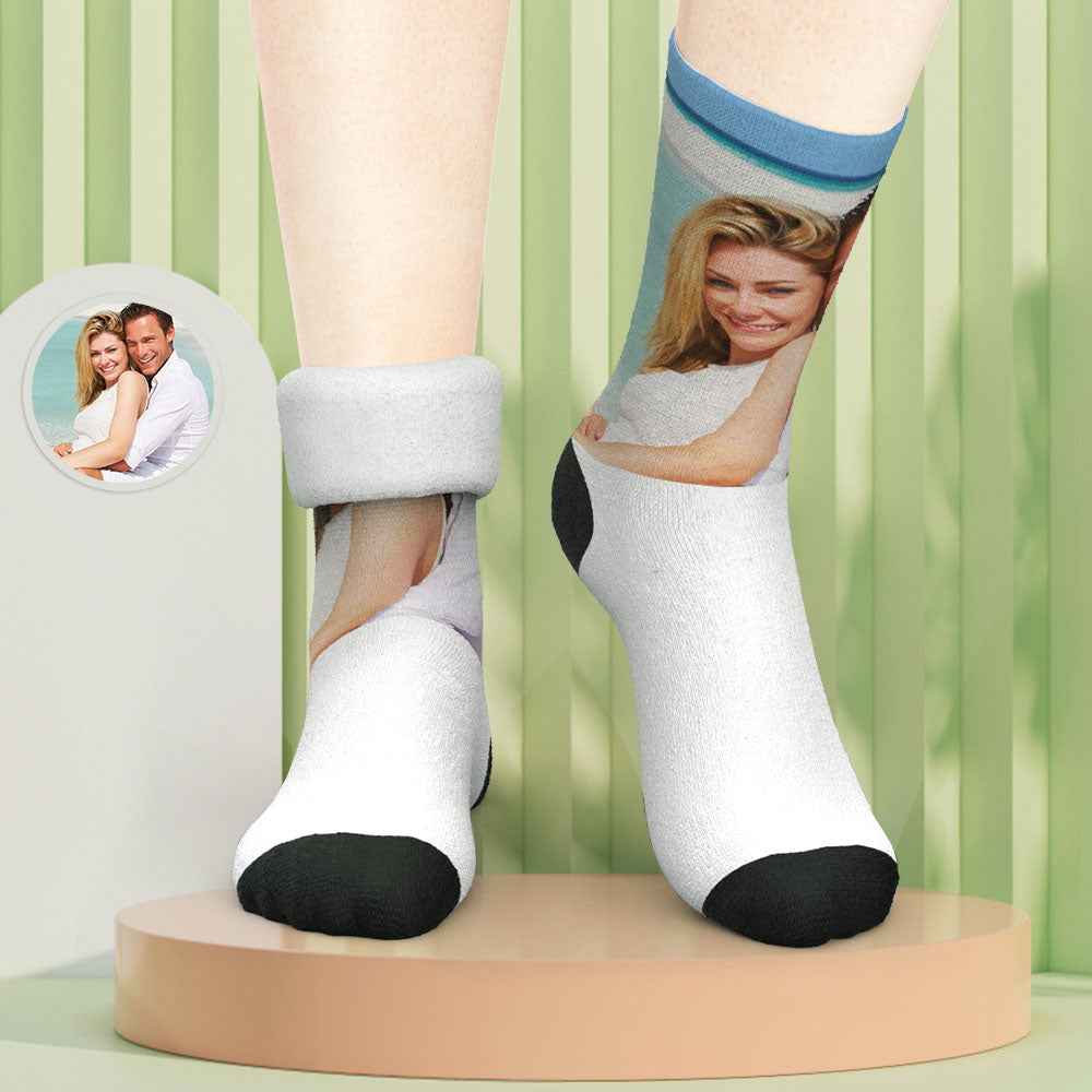 Custom Photo Thick Socks Winter Commemorate Couple Gifts