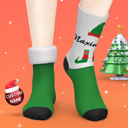 Custom engraved thick winter socks with personalised face and custom text – cosy novelty gift