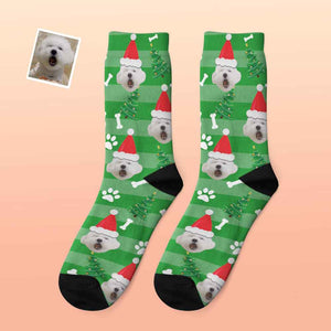 Custom Photo Thick Socks Santa Hat Christmas Pet Gifts