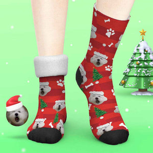 Custom Photo Thick Socks Santa Hat Christmas Pet Gifts