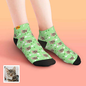 Custom Face Low Cut Ankle Socks with Cat Gift for Pet Lover