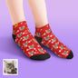 Everyday wear shot of personalised cat face ankle socks comfortable breathable low-cut design