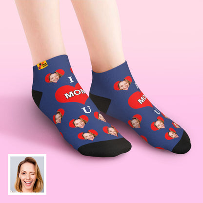 Close-up of vibrant ink print on customised socks, showing recommended photo quality and sharp facial reproduction