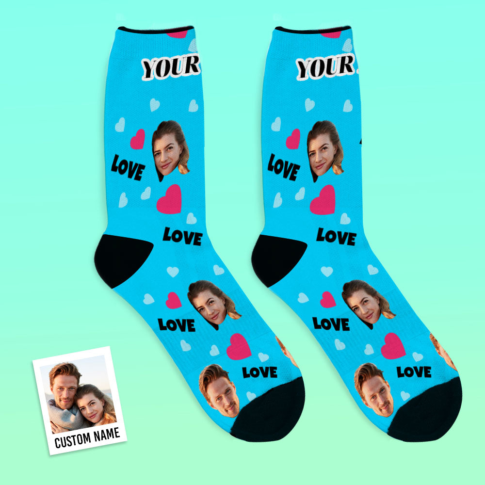 Personalised Face Socks — Custom Photo Socks Gift for Family (Love)