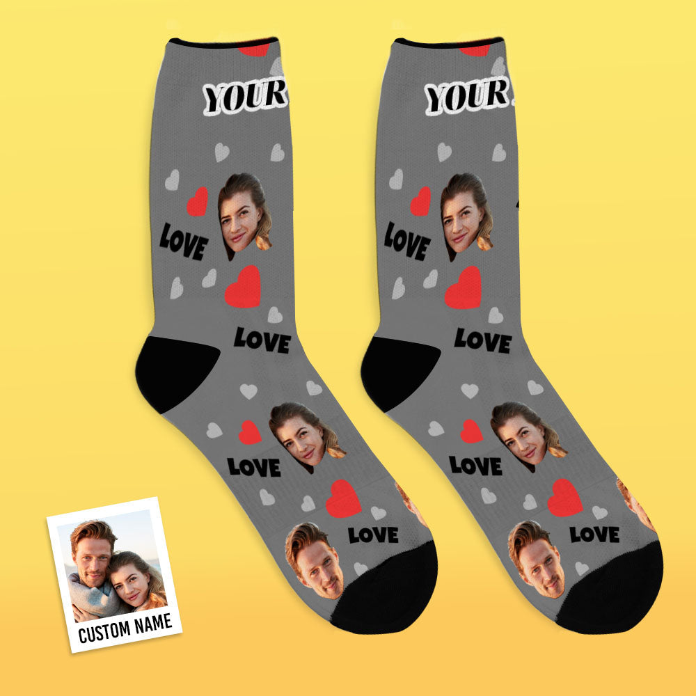 Personalised Face Socks — Custom Photo Socks Gift for Family (Love)