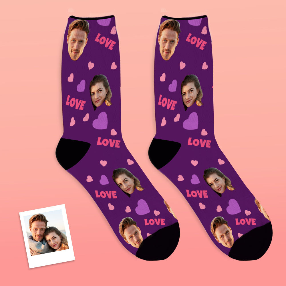 Close-up of Personalised Face Socks print quality and fabric stretch — custom photo socks crafted for comfort and lasting colour vibrancy.