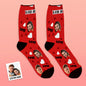 Custom Photo Socks displayed with a visible facial cutout example to show design precision — personalised face socks as a unique family gift.