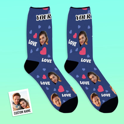 Personalised Face Socks — Custom Photo Socks Gift for Family (Love)