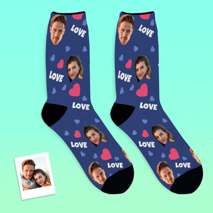 Personalised Face Socks styled in a gift-ready layout with clear print detail — thoughtful custom photo socks for special occasions.