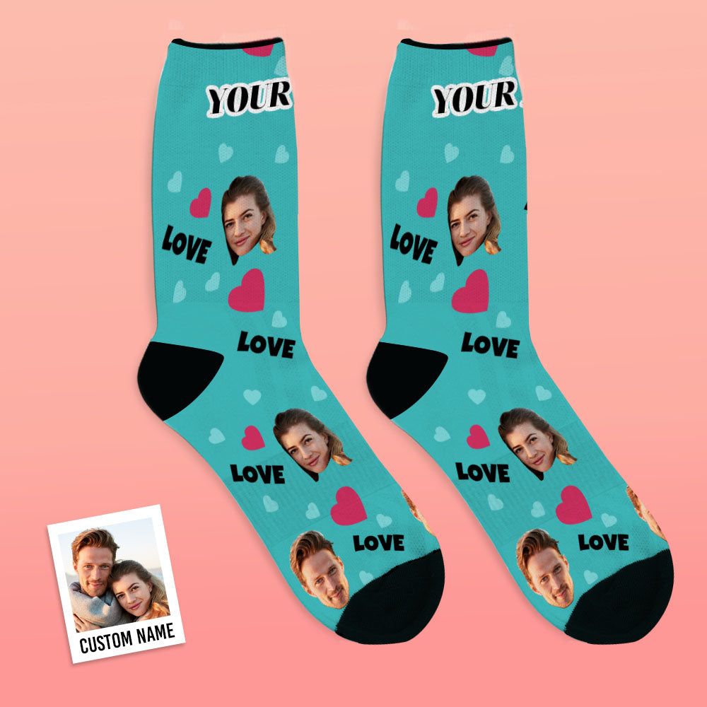 Personalised Face Socks — Custom Photo Socks Gift for Family (Love)