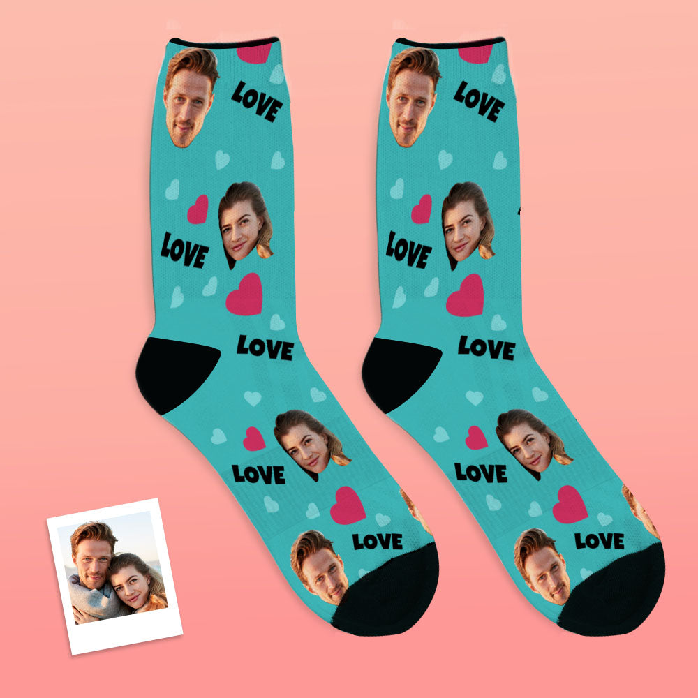 Personalised Face Socks styled in a gift-ready layout with clear print detail — thoughtful custom photo socks for special occasions.