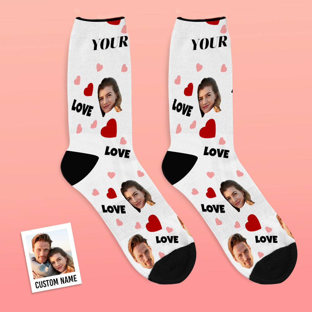 Personalised Face Socks — Custom Photo Socks Gift for Family (Love)