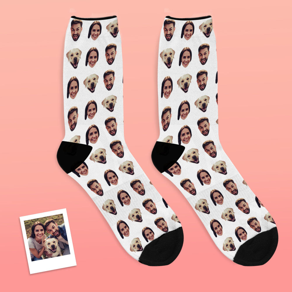Detailed view of personalised socks heel and toe printing with seamless pattern and no visible fold line for consistent custom prints