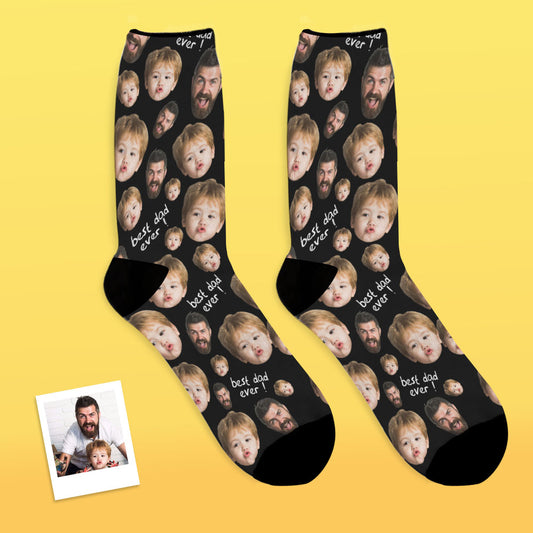 Alternate view of black personalised face socks showing full photo wrap and comfortable toe construction — custom face socks