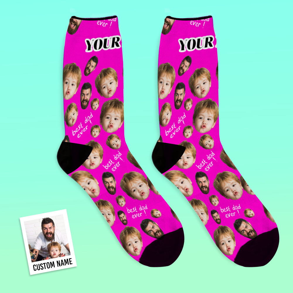 Black custom face socks shown in lifestyle setting — comfortable everyday wear and novelty personalised socks for Dad