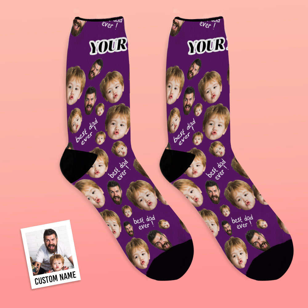 Personalised Father's Day Socks with Custom Face Photo Print - Unique Gift for Dad