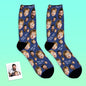 Black personalised face socks presented as a gift set — perfect personalised socks for Dad with custom photo print