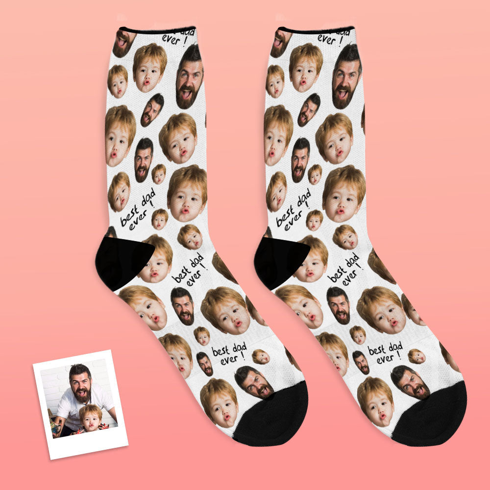 Product detail showcasing breathable fabric and print clarity on black personalised face socks — photo socks for everyday wear