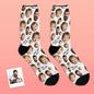 Alternate retail image of black custom face socks showing front and back print — premium photo socks and personalised gift for Dad