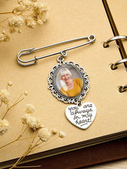 Personalized Angel Wings Pin Brooch Wedding Bouquet Photo Charm Wedding Memorial Gift for Bride