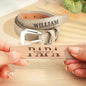 Men's personalised PU leather belt worn with casual trousers — stylish, everyday engraved accessory for Father's Day gifts