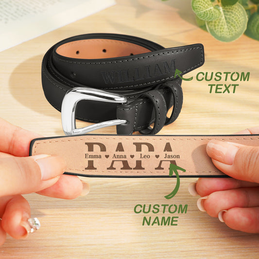 Personalised PU leather men's belt with engraved name and alloy buckle — perfect Father's Day gift or birthday present for dad