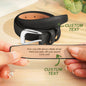 Lifestyle shot of a man wearing personalised PU leather belt with alloy buckle — stylish custom gift for him, Father's Day idea