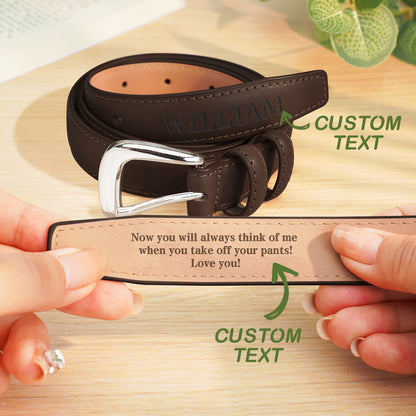 Gift-ready presentation of personalised engraved belt in neat packaging — perfect birthday or anniversary gift for him
