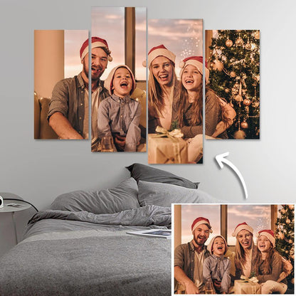 Personalised 4-piece photo oil painting canvas set — frameless multi-panel wall art with vivid UV-printed colour for living room or office