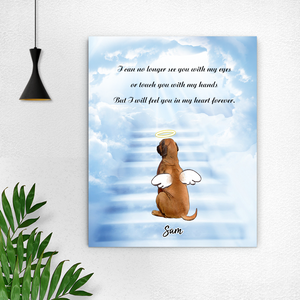 Custom Angel Pet Name Personalized Text DIY Framed Vertical Canvas Painting Memorial gift