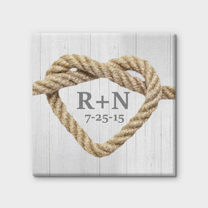 Personalized Square Canvas Wall Art – Custom Letters & Special Date