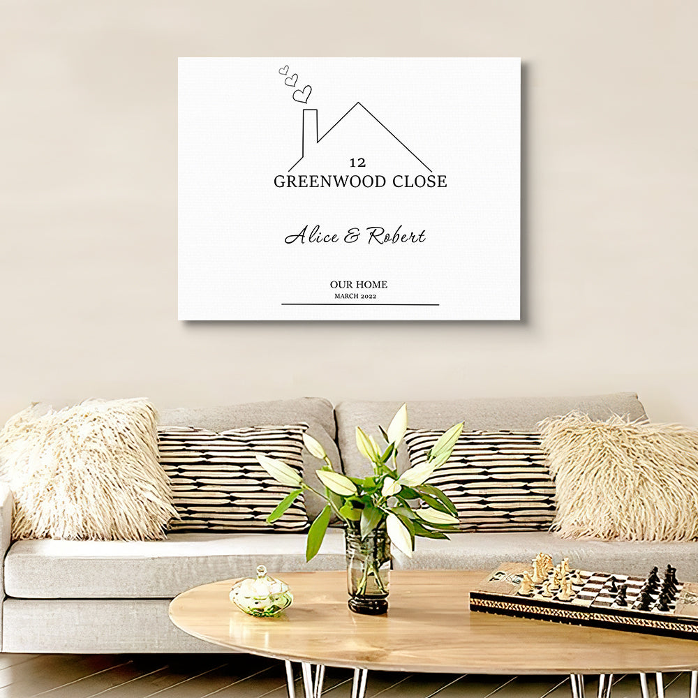 Personalised New Home Canvas Print | Custom House Warming Gift UK