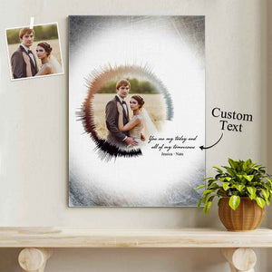 Custom Painting Round Sound Wave Photo Print Personalized Soundwave Text Canvas Amazing Wedding Gift Anniversary Gifts
