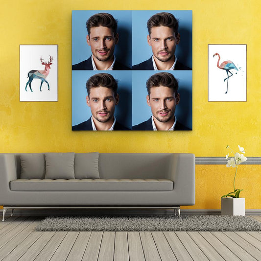 Personalised funny expression canvas from photo — custom humorous portrait on waterproof chemical fibre canvas