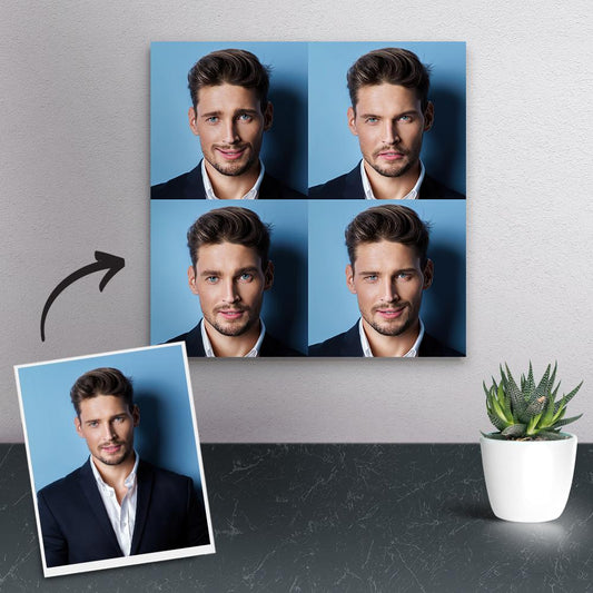 Personalised funny expression canvas from photo — custom humorous portrait on waterproof chemical fibre canvas