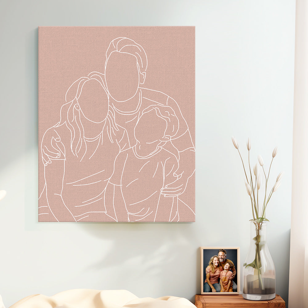 Personalised Line Art Photo Portrait Canvas Print - Custom Gift