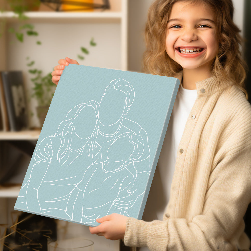 Personalised Line Art Photo Portrait Canvas Print - Custom Gift