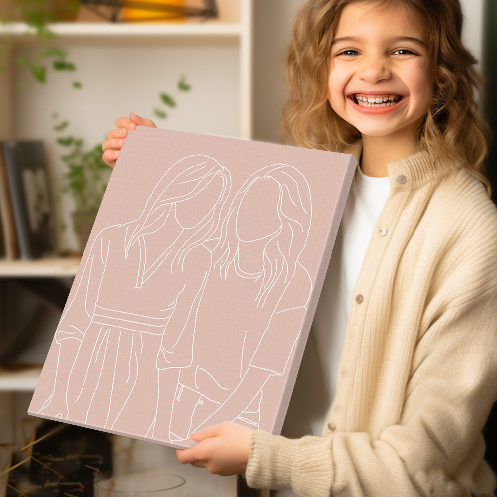 Personalised Line Art Photo Portrait Canvas Print - Custom Gift