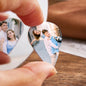 Close-up trio of personalised guitar picks highlighting crisp photo printing and smooth finish — custom photo guitar picks, 12pcs set