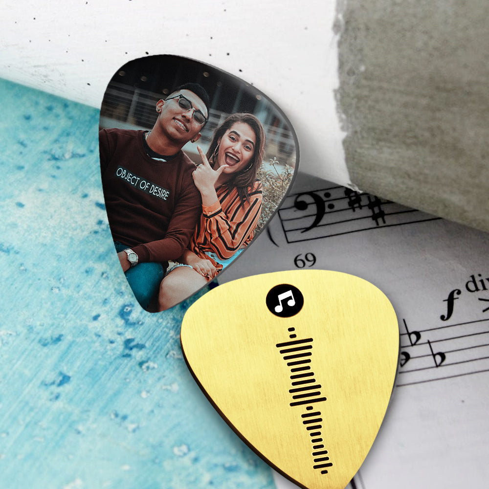 Custom Music Code Guitar Pick - Personalised Photo Engraved Plectrum