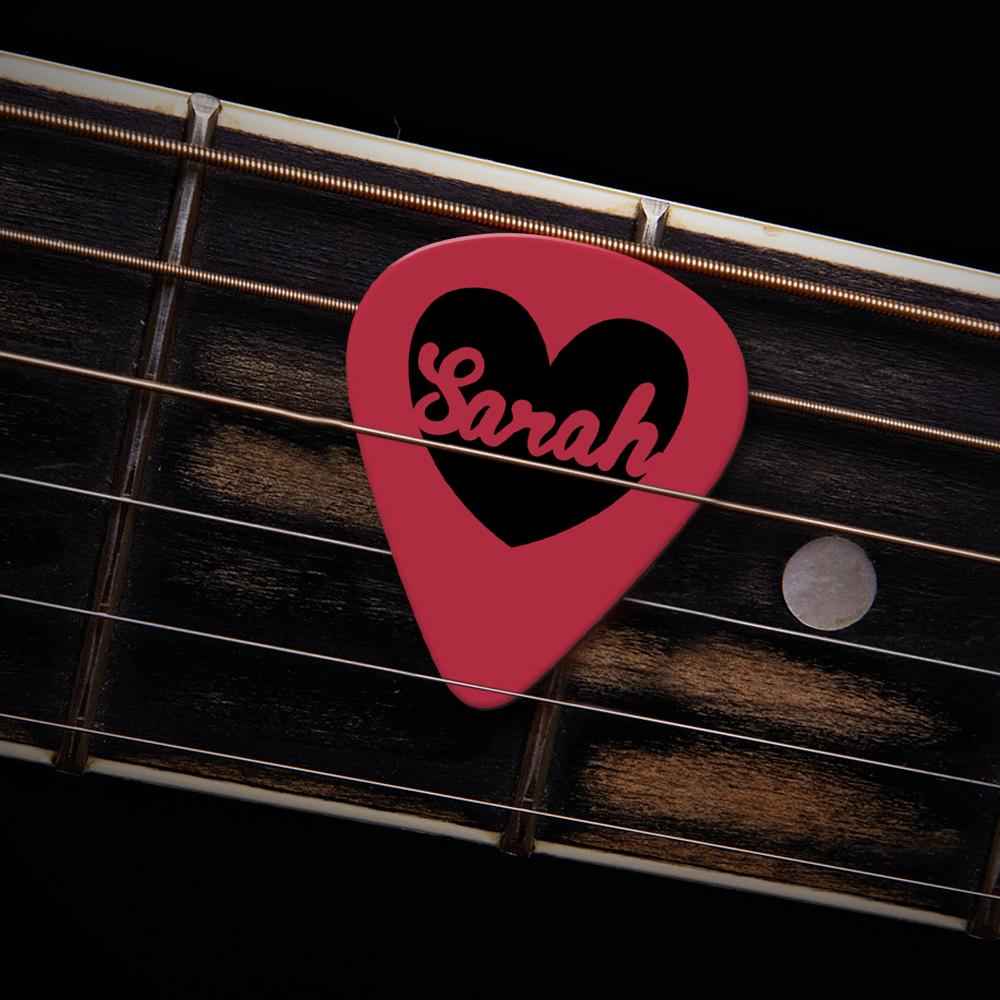 Custom Text Guitar Pick Red Heart Pick