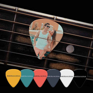 Custom Text Guitar Pick, Engraved Double-Sided Printed with Photo Guitar Pick Gifts 12Pcs With Free Pick Case