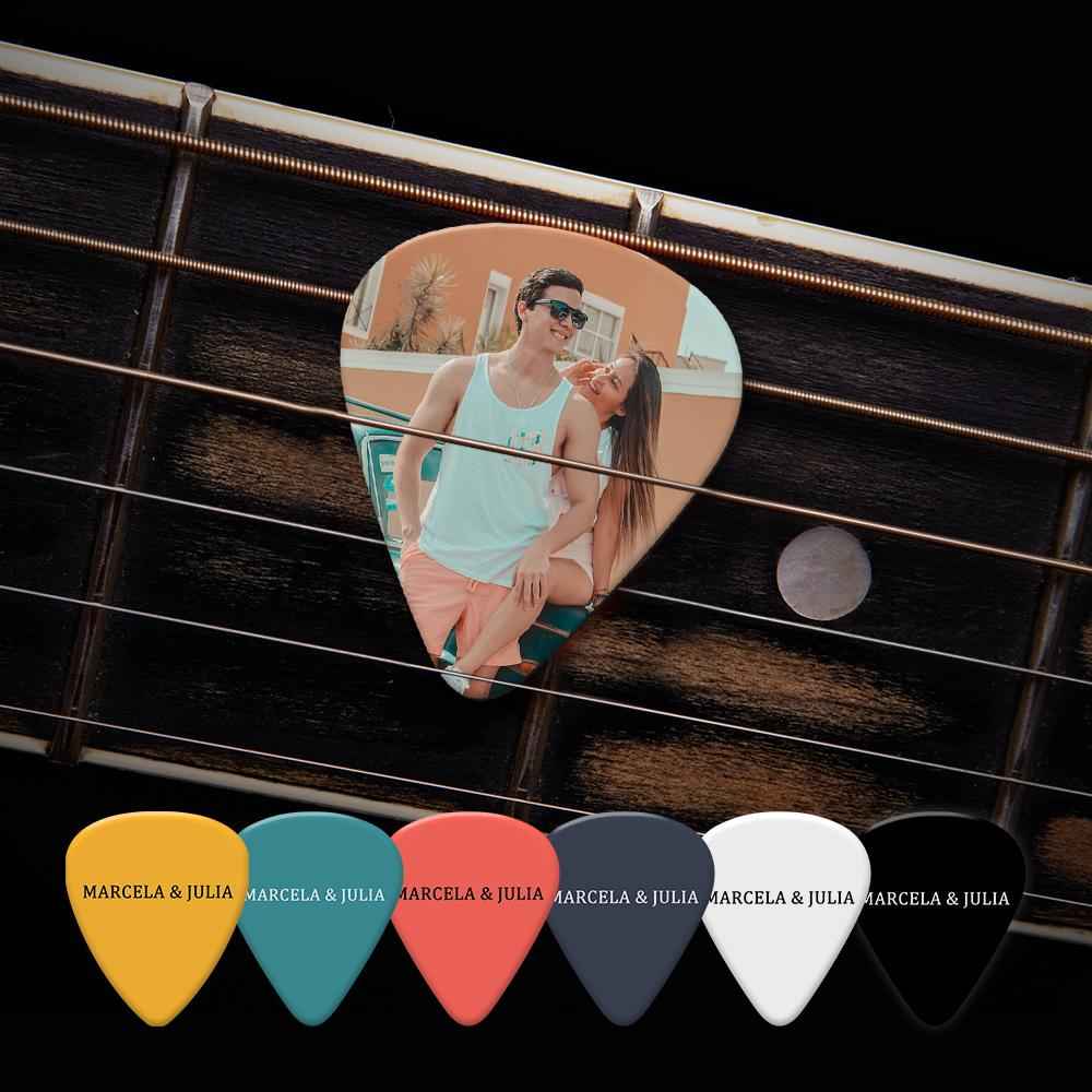 Custom Text Guitar Pick, Engraved Double-Sided Printed with Photo Guitar Pick Gifts 12Pcs With Free Pick Case