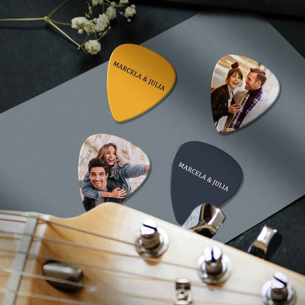 Custom Text Guitar Pick, Engraved Double-Sided Printed with Photo Guitar Pick Gifts 12Pcs With Free Pick Case