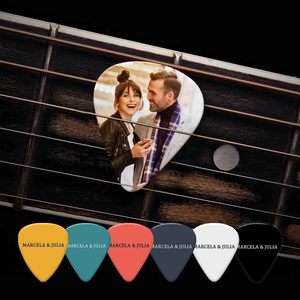 Custom Text Guitar Pick, Engraved Double-Sided Printed with Photo Guitar Pick Gifts 12Pcs With Free Pick Case