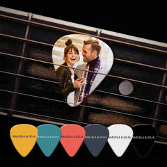 Custom Text Guitar Pick, Engraved Double-Sided Printed with Photo Guitar Pick Gifts 12Pcs With Free Pick Case