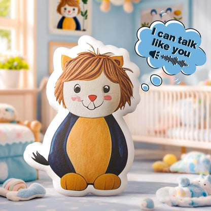 Close-up of personalised child's drawing plush showing printed artwork and soft huggable fabric, hand-drawn shape doll