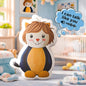 Close-up of personalised child's drawing plush showing printed artwork and soft huggable fabric, hand-drawn shape doll